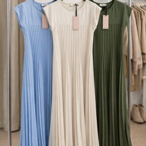 Ladies Maxi Dress Capped Sleeve Pleated - Penny Range