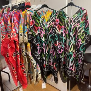 Kaftan Ladies Cover up Beach Wear Holiday Throw Hearts Print - Hetty Range
