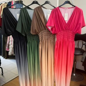 Ladies Ombre Style Long Dress with V Neck - Connie Range