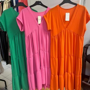 Swing Tiered Dress V Neck One Size 8 - 16 - Pamela