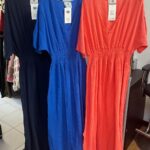 Midi Dress Long Style Short Sleeves Elasticated Waist One Size 10 - 16 - Elsie Range