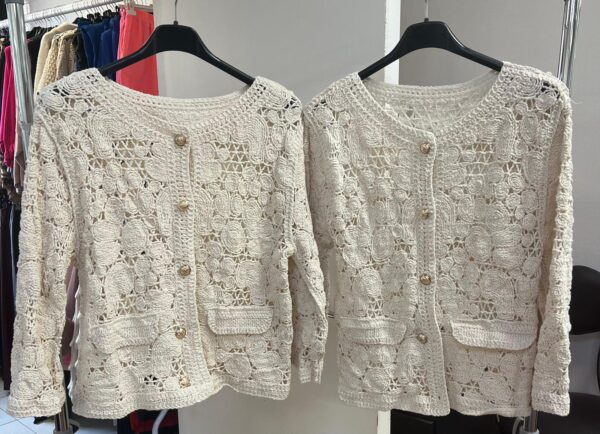 Crotchet Cream Cardigan 2 Designs - Doris Range - Image 2