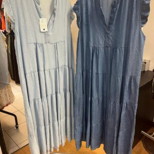 Chic Smock Dress Denim Style Tiered Panel - Athena Range