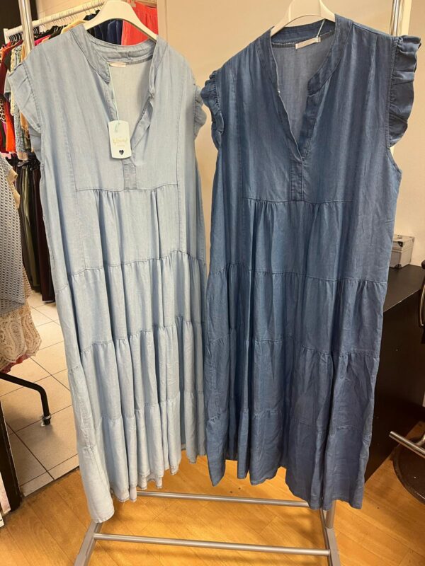 Chic Smock Dress Denim Style Tiered Panel - Athena Range