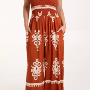 Ladies Jump Suit Bold Print with Ruched Bust Area - Sadie Range - Various Colours