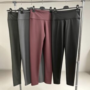 Faux Leather Pleather Vegan Leggings with Panel at Waist for Control - Lucile Range