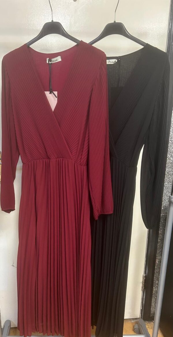 Full Length Dress with Wrap around Bust Pleated Design - Patty Design