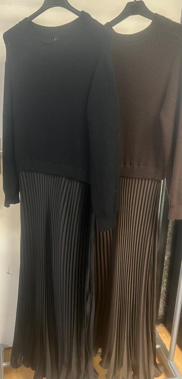 Stunning Satin Pleated Dress with attached Soft Stretch Jumper - Jessica Range