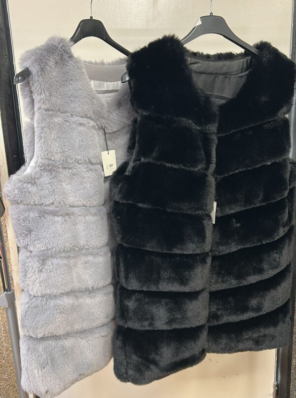 Faux Fur Gillet with Silky Lining hooks to button up full length - Gillian Range