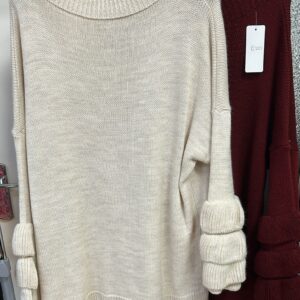Crew Neck Wool Jumper with Tiered Arms - Judy Range