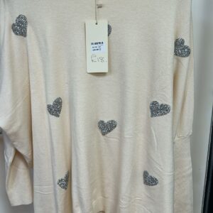 Lightweight Jumper With Silver Embellished Silver Hearts - Kate Range