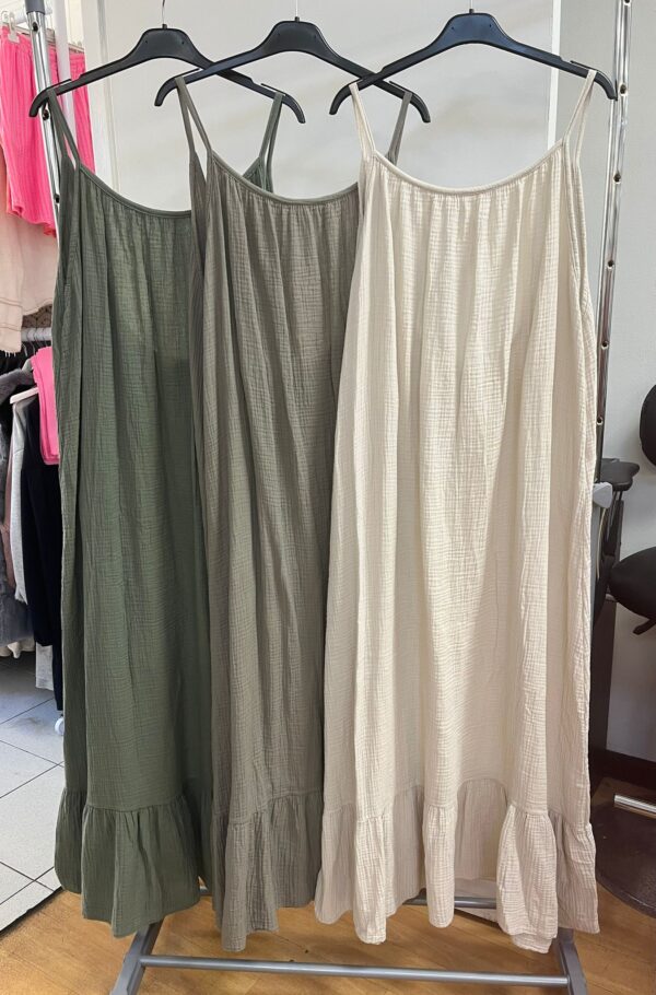 Spaghetti Strap Dress with a Tiered Bottom Loose and Floaty Cheesecloth Material- Ava Range - Image 2