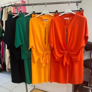 Summer Co Ord Set With Front Tie and Loose Trousers - Willow Range
