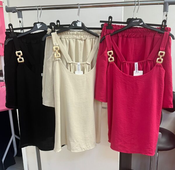 Elegant Shorts Co Ord Set Gold On Strap - Matilda Range