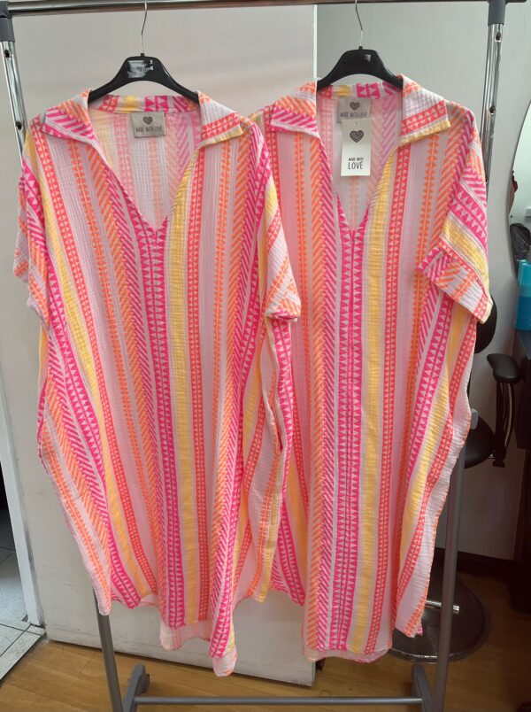 Shirt Style Dress with Collar Pastel Stripe - Maya Range