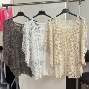Beautiful Crotchet Top / Cover Up  Easy Wear and Comfortable In Khaki - Lou Range