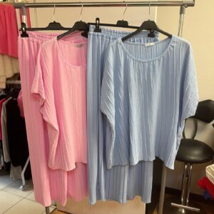 Pleated Crepe Co Ord Set Long Trousers - Gemma Range