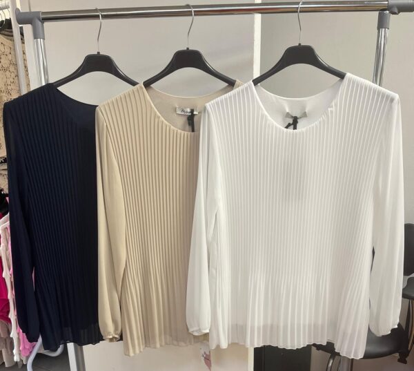 Pleated Top with Sheer Arms and Under cover to prevent see through - Peony Range