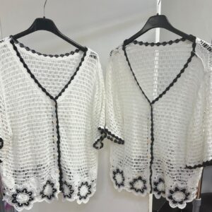 Crotchet Cardigan with Black Accents - Dottie Range