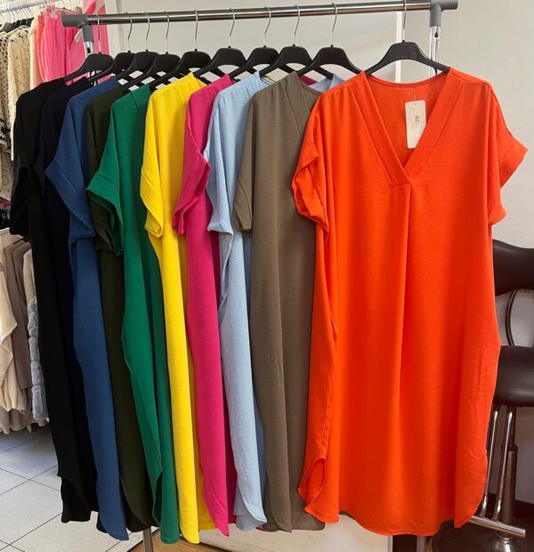 Smock Dress with Short Sleeves V Neck Cool and Breezy - Pearl Range