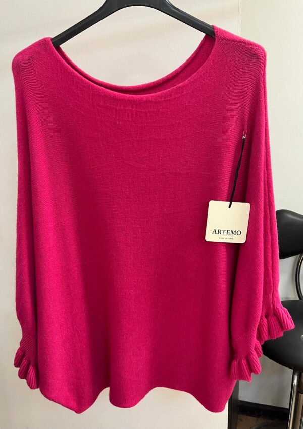 Light Weight Bat Wing Jumper Wool with Ruffled Arms - Steph Range