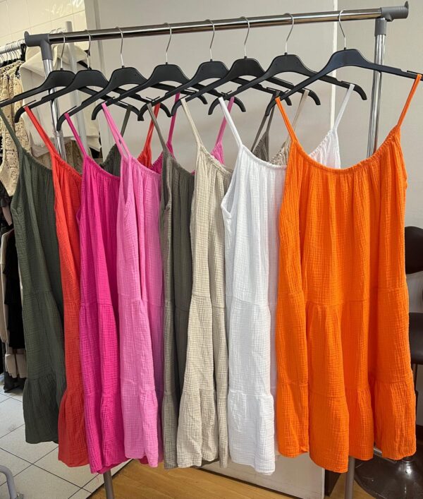 Spaghetti Strap Slip Dress 3 Tier Solid Colour - Lots of colours - Sissy Range