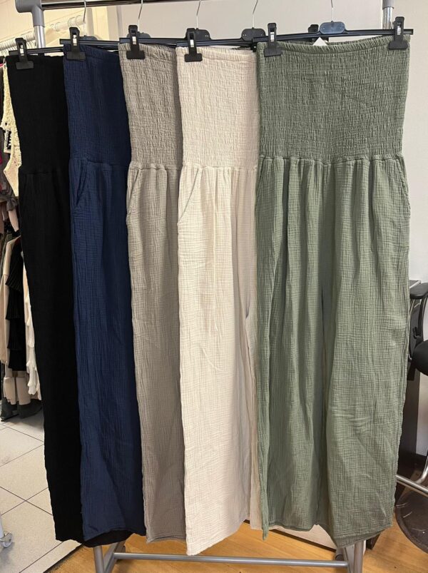 Strapless Ruched at Bust Jumpsuit Solid Colour In Cheesecloth Material - Chaney Range