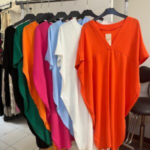 Bat Wing Arms Dress In Lots of Colours V Neck Comfy Fit - Beryl Range