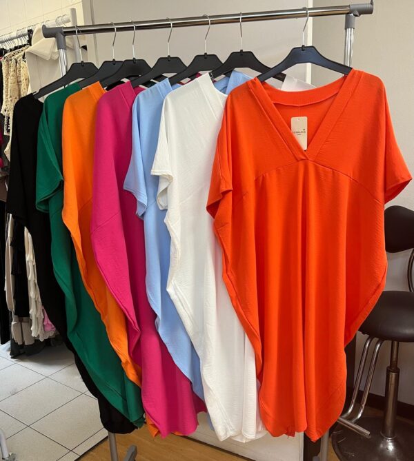 Bat Wing Arms Dress In Lots of Colours V Neck Comfy Fit - Beryl Range
