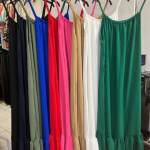 Spaghetti Strap Slip Dress Cotton Easy Wear Cool Tier Bottom - Geraldine Range