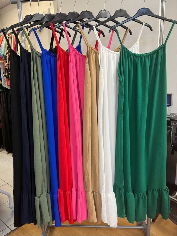 Spaghetti Strap Slip Dress Cotton Easy Wear Cool Tier Bottom - Geraldine Range