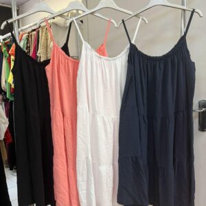 Cotton Spaghetti Strap Slip Dress 3 Tier Solid Colour - Lots of colours - Leyla  Range
