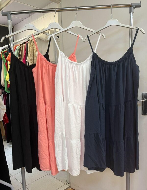 Cotton Spaghetti Strap Slip Dress 3 Tier Solid Colour - Lots of colours - Leyla  Range