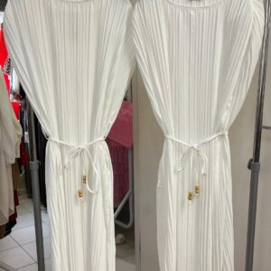 Full Length Ladies Dress Pleated Style with Tie Waist String - Lynne Range