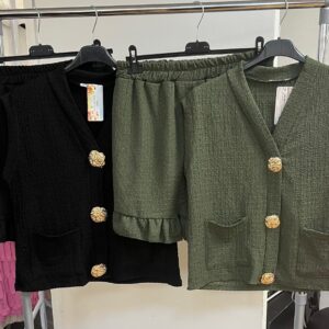 Cheese Cloth Shorts Co Ord Set Button Front Sleeveless - Madge Range