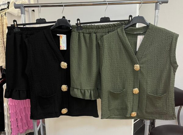 Cheese Cloth Shorts Co Ord Set Button Front Sleeveless - Madge Range