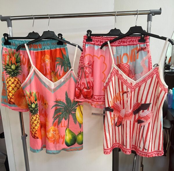 Fun Shorts Co Ord Set Spaghetti Strap  - Tessa Range