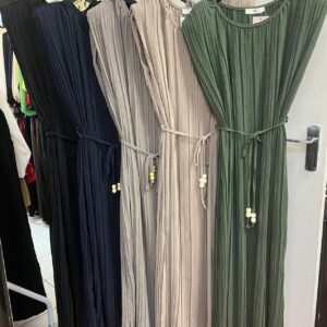 Ladies Dress Pleated Style with Tie Waist String and Small Shoulder Pads - Alison Range