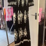 Black with White Print Long Dress - Leah Range