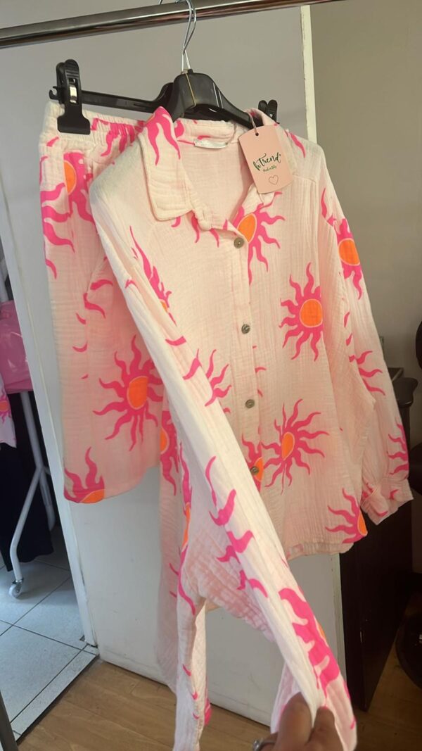 Sun Print Shorts Co Ord Set Long Sleeve with Collar  - Sunnie Range