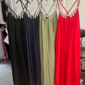 Elegant Ladies Evening Wear Dress with Gold Neck Chain Design Available in Different Colours - Terri Range