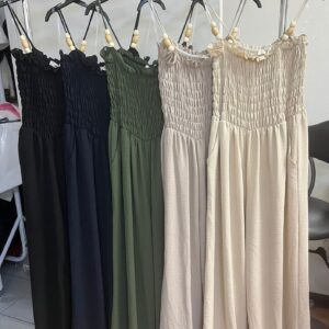 Ladies Jumpsuit Spaghetti Strap Ruched Bust Area - Elaine Range