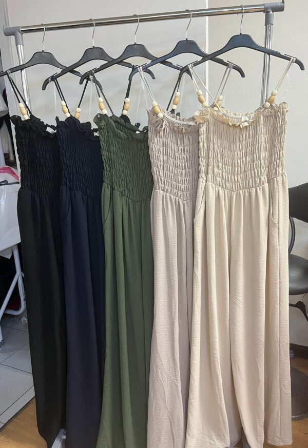 Ladies Jumpsuit Spaghetti Strap Ruched Bust Area - Elaine Range