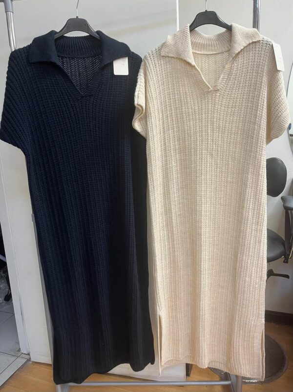 Thin Jumper Dress with Collar and Slight Ribbing - Sue Range