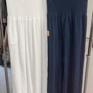 Strapless Ruched Jumpsuit In Solid Colour - In Cheesecloth Material - Izzie Range