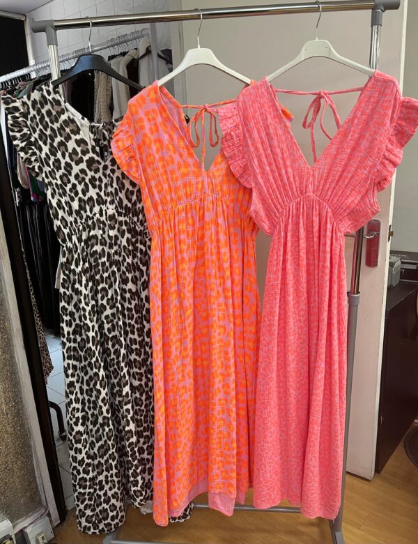 Dress Full Length Low Back with Tie Mid Length Arms Elasticated Waist  - Carmel Range