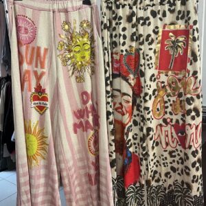 Fun Print Nylon Cool Trousers with Elasticated Waist - Beth Range