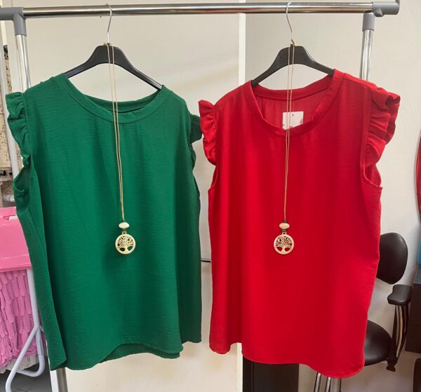 Cheese Cloth Style Ladies Top with Capped Sleeves and Free Pendant - Bessie Range