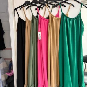 Spaghetti Strap Dress with 1 Tiered Bottom Loose and Floaty Nylon Material- Avi Range