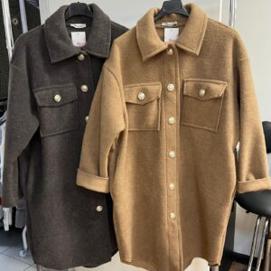 Ladies Wool Jacket Coat Shirt Style Cuffed Sleeves - Josie Range